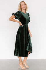 Nita Velvet Midi Dress | Deep Green