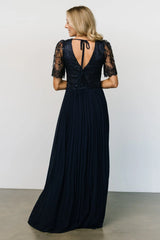 Josephine Pleated Maxi Dress | Navy