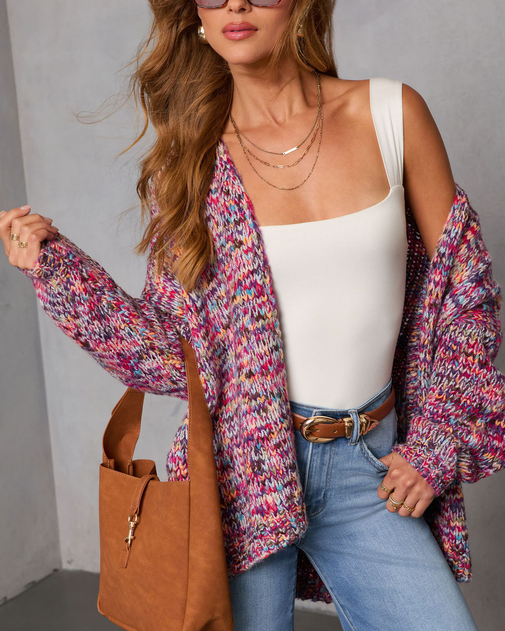 Soft Energy Multi Color Open Front Cardigan