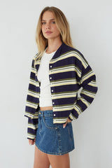 Frannie Striped Button Up Cardigan