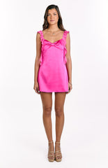Joyce Hot Pink Satin Mini Dress