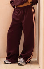 Kosie Burgundy and Pink Stripe Track Pants