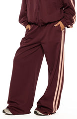Kosie Burgundy and Pink Stripe Track Pants