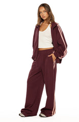 Kosie Burgundy and Pink Stripe Track Pants