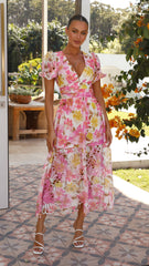 Solana Midi Dress - Pink Floral