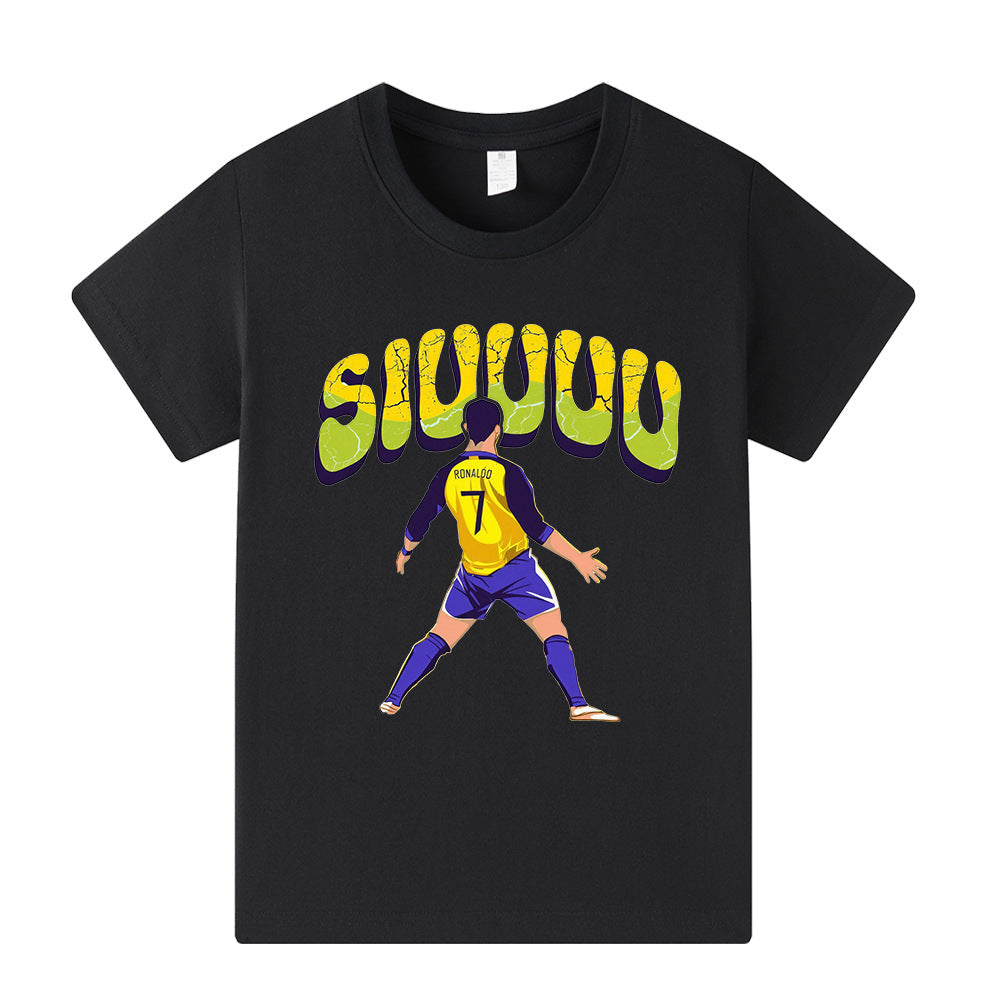 Kids’ Cristiano Ronaldo Siuuu Football T-Shirt – Multiple Variants