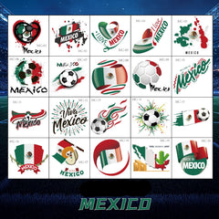 Mexico Football Face Stickers & Temporary Tattoos – 20 Pack