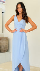 Pamela V Neck Maxi Dress - Blue
