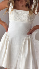 Nari Tie Strap Mini Dress - White