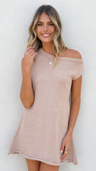 Robin Off Shoulder Mini Dress - Taupe