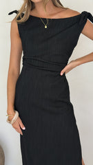 Simone Ribbed Maxi Dress - Black