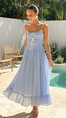 Halo Maxi Dress - Blue / White