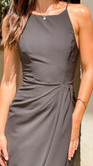 Genevieve Boat Neck Maxi Dress - Black