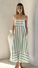 Baylee Midi Dress - Sage Stripe
