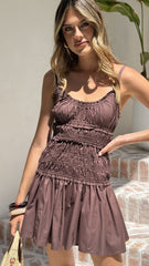 Vida Mini Dress - Brown