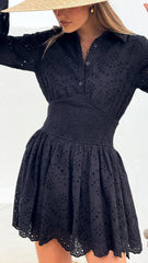 Brittney Long Sleeve Mini Dress - Black