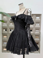Off Shoulder Lace Corset Flared Mini Dress