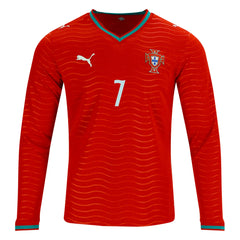 PUMA Men's Portugal Cristiano Ronaldo Long Sleeve Home World Cup 2026 Jersey (Club Red/Green Lagoon)