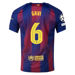 Nike Gavi FC Barcelona Home Jersey 25/26 w/ Champions League Patches (Deep Royal Blue/Midwest Gold)