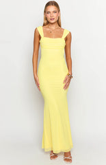 Beverley Yellow Mesh Maxi Dress