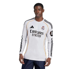 adidas Real Madrid Long Sleeve Home Jersey w/ Intercontinental + Champions League Patches 25/26 (White)
