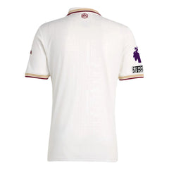 adidas Men's Arsenal FC Third Jersey 25/26 w/ NRFR + EPL Patches (White/Burgundy)