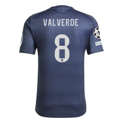 adidas Federico Valverde Real Madrid Authentic Away Jersey 25/26 w/ Champions League Patches (Legend Ink