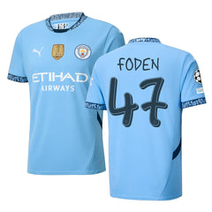 Puma Manchester Phil Foden Home Jersey w/ Champions League + Club World Cup Patch 24/25 (Team Light Blue/Marine Blue)