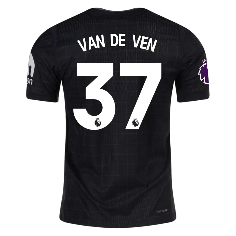 Nike Van de ven Tottenham Hotspur Authentic Away Jersey 25/26 w/ EPL Patch (Black/Iron)