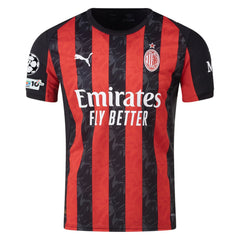 Puma Rafa Leao Men's AC Milan Home Jersey w/ Champions League Patches 25/26 (Red/Black)