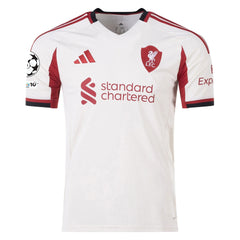 adidas Men's Liverpool Ryan Gravenberch Away Jersey w/ Champions League Patches 25/26 (Wonder White)