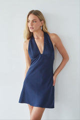 Libby Pleated Halter Mini Dress