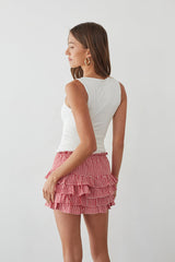 Pearl Ruffle Gingham Skort