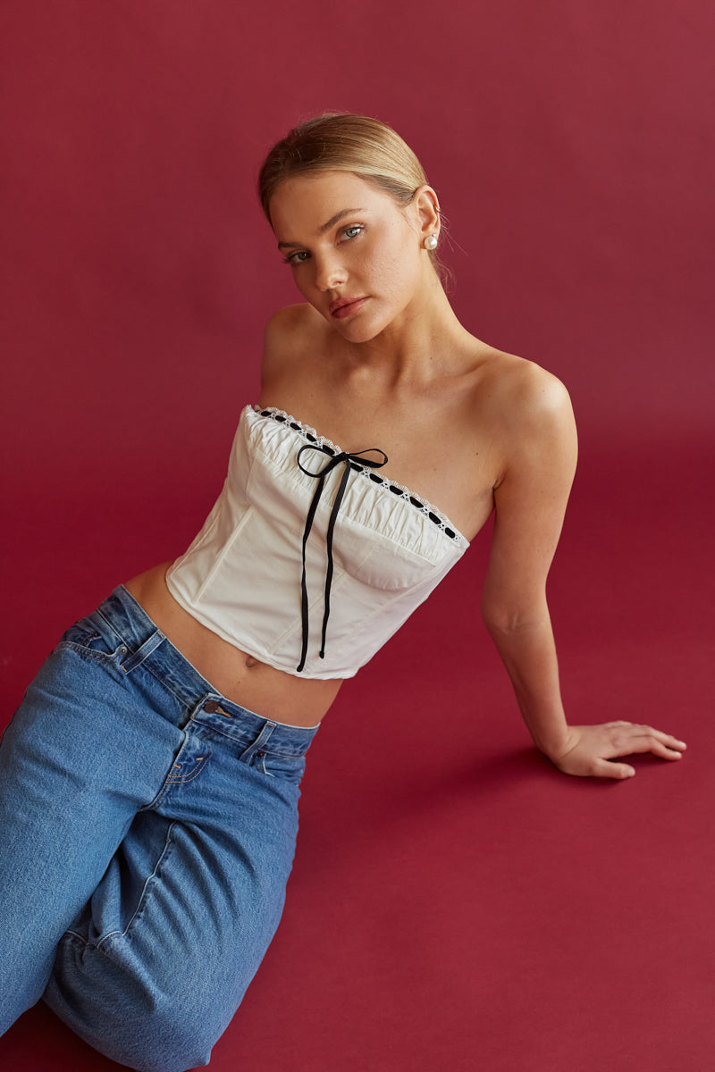 Tate Strapless Contrast Corset Top